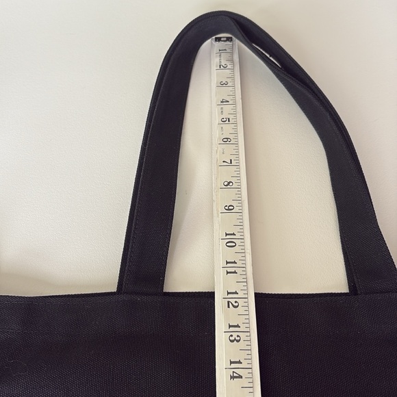 Eileen Fisher Logo Canvas Tote Bag Black & White Thick Office Travel 17x13x3.5" - Picture 7 of 11